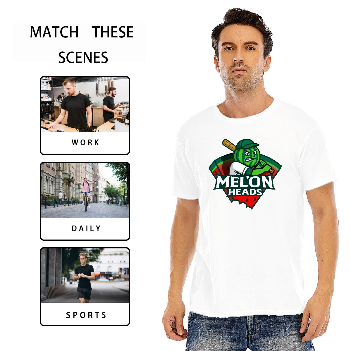 Unisex Cotton Melonheads O-neck Short Sleeve T-shirt (DTF)