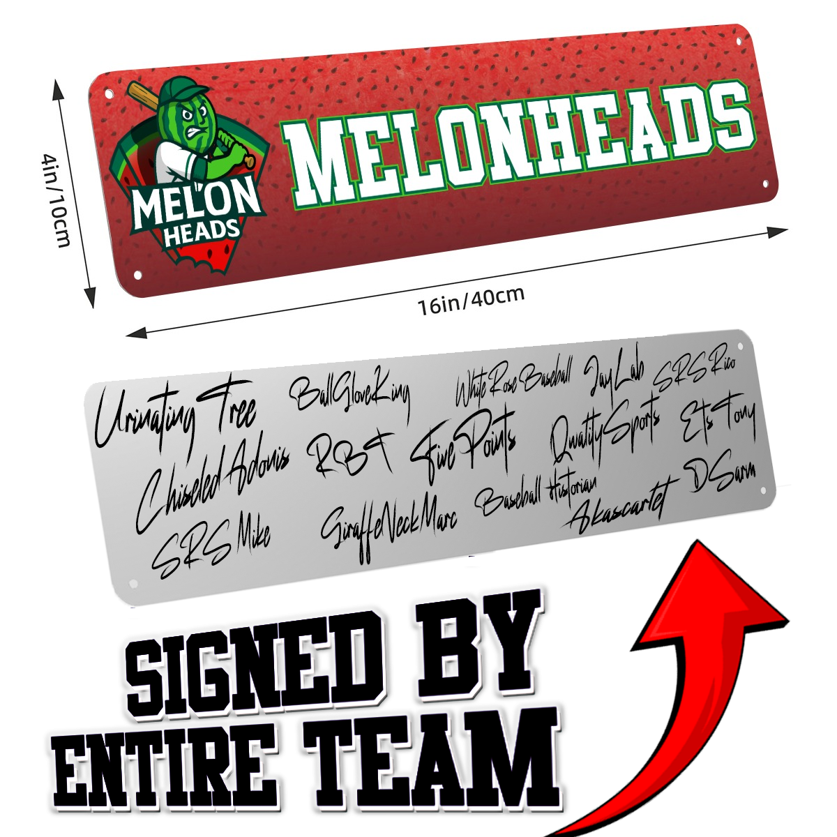 SIGNED Melonheads' Aluminum Lockeroom Nameplate (Pre-Order)