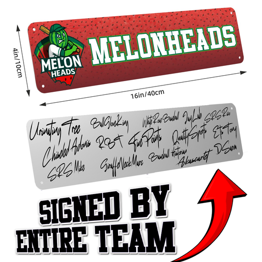SIGNED Melonheads' Aluminum Lockeroom Nameplate (Pre-Order)